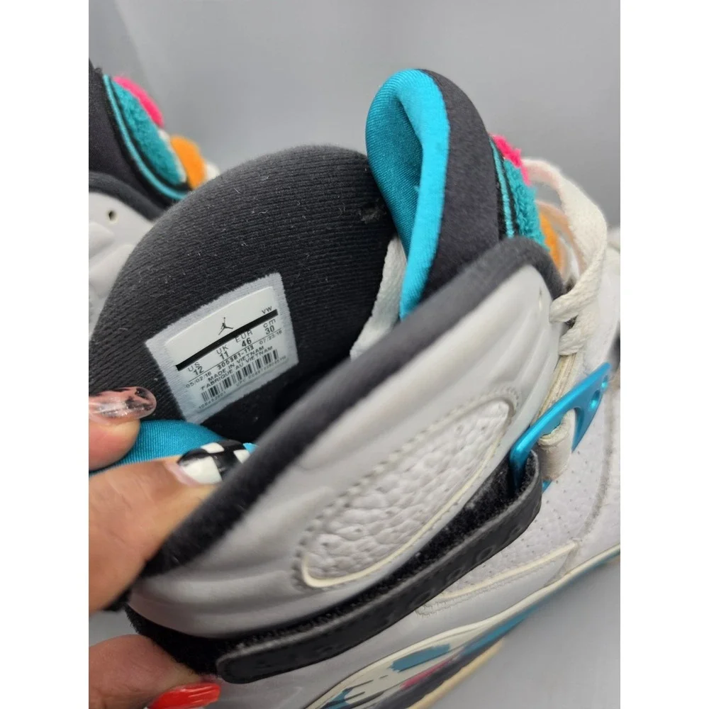 Nike Air Jordan 8 Retro South Beach 2018 Mens Size 12 305381-113 White Teal Pink